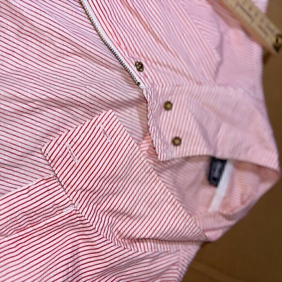 LE TIGRE THE CLASSIC ORANGE/WHITE STRIPE GOLD BUTTON FULL ZIP JACKET - SIZE XL - Picture 13 of 16